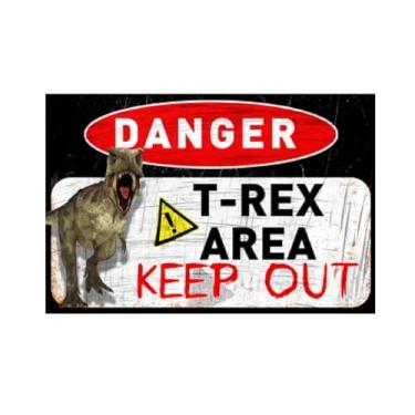 Imagem de Husienzn Placa Engraçada De "Cuidado Com O Cachorro", Advertência Proibição Entrada Em Propriedade Privada, Área Perigo T-Rex, Mantenha Fora, Decoração Parede Quintal, Garagem, Fazenda, Jardim, Para