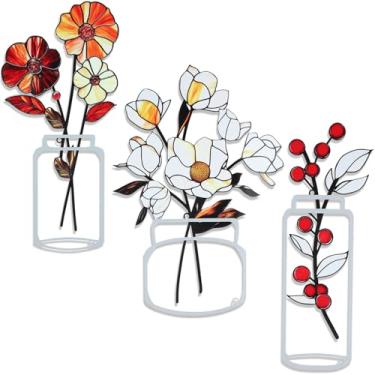 Imagem de ZogCowy 3 peças de arte de parede de flores de metal, decoração de parede para banheiro, sala de estar, quarto, cozinha, sala de jantar, decoração rústica de casa de fazenda - presentes de inauguração