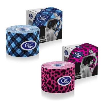 Imagem de Kit 2 Rolos Bandagem CureTape Tipo Kinesio Taping para Fisioterapia e 