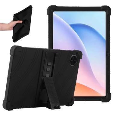 Imagem de Kebiory Compatível com DOOGEE Tab A9 Pro/DOOGEE Tab A9 10,1 polegadas, capa híbrida de silicone macio à prova de choque, suporte embutido, capa protetora para tablet infantil (preto)