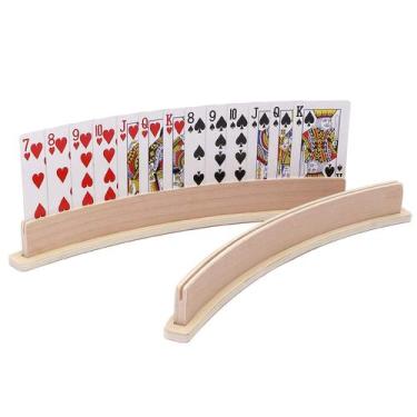 Imagem de Suporte de cartas de baralho Exqline Wood Curved, conjunto de 4 a 34 c