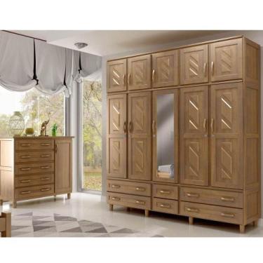 Imagem de Guarda-roupa 10 Portas E Cômoda Sapateira Madeira Imbuia - CAVAZOTTO