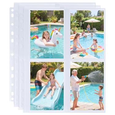 Imagem de Pacote com 30 páginas de refil de álbum de fotos de 3,5 x 12 cm para fichário de 3 anéis, capas de fotos ultratransparentes com 240 imagens, 4 páginas de fotos de bolso dupla face, protetor de folha