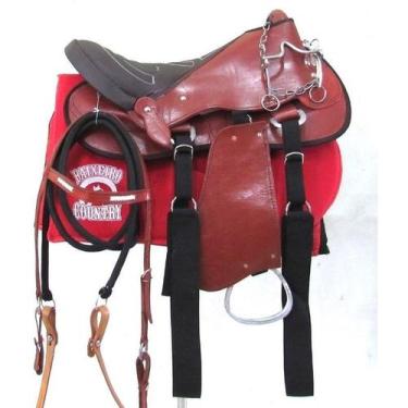 Imagem de Cela Para Montaria Havana De Arco + Cabeçada De Couro + Freio De Aço I