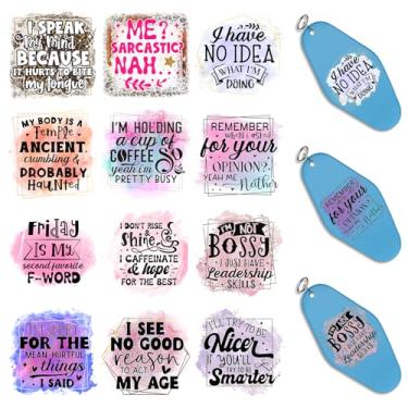 Imagem de XRTHGS Adesivos UV DTF - 24 folhas citações engraçadas adesivos de transferência fria para chaveiros de motel, envoltórios Uvdtf DIY para chaveiro de hotel em branco, esfregar à prova d'água em