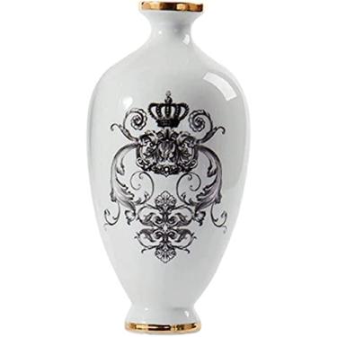 Imagem de Vaso de flores vaso de cerâmica moderno branco pintado à mão vasos de porcelana 40 cm grande decoração de grés vaso de flores sala de estar escritório decoração de mesa ornamentos vasos decoração de