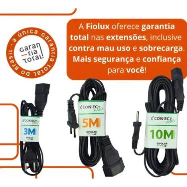 Imagem de Extensão 5 Metros Reforçada Fiolux 20a 2pinos Bivolt Preto