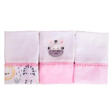 Imagem de Fralda de Boca Zebrinha Rosa 3 Peças - Miguel Baby