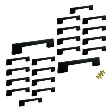 Imagem de Kit 20 Puxador 128mm Móveis Gaveta Porta Armário Roupeiro - Preto - Al