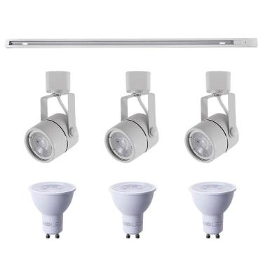 Imagem de Kit Trilho 1m + 3 Spots Classic Branco + 3 Lâmpadas Gu10 6w - Nordecor 6000k (branco Frio)