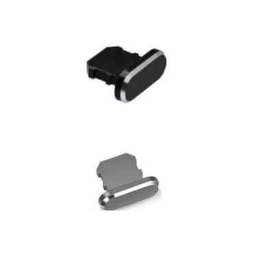 Imagem de Tampa Plug Protetora a Prova de Poeira e Sujeira com Suporte, entrada e saída USB - IPhone (z2 - preto + cinza)