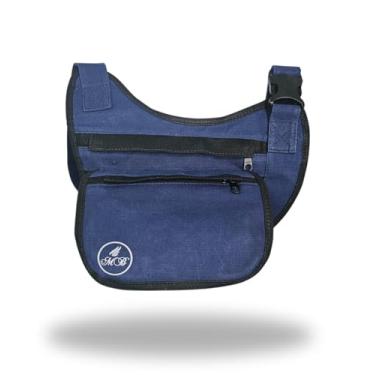 Imagem de Pochete Tiracolo em Lona, Azul/Preto, Algodão, 5 Compartimentos, Alça Ajustável, Resistente e Durável