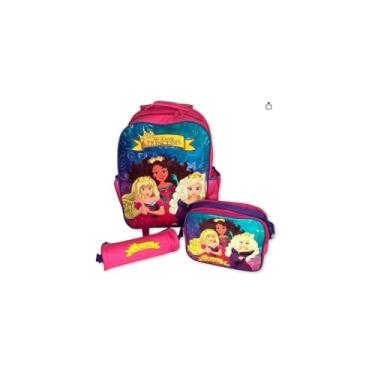 Imagem de Mochila de Rodinhas Infantil Sea Princess, Poliéster, Rosa e Azul, 40x30x14.5cm, 17L, com Alça Retrátil, Design Tropical, para Escola e Viagem