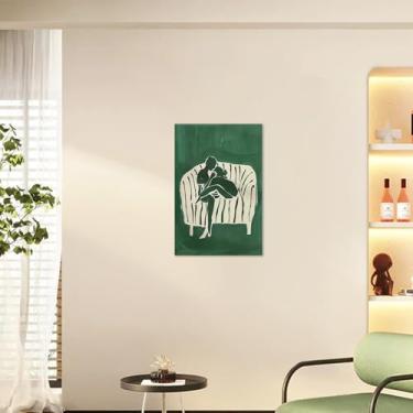 Imagem de 1 peça abstrata pessoas grande esmeralda verde listra impressão de arte de parede para decoração de casa, download digital minimalista, 20 x 30 cm, sem moldura