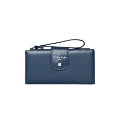 Imagem de Carteira feminina de bolso, organizador de grande capacidade para cartões de crédito, identidade, Cas, Azul, Bolsa casual para moedas