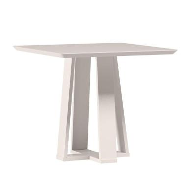 Imagem de Mesa De Jantar Para 4 Lugares 90cm Tampo Quadrado Com Vidro Rubi Off White - New Ceval
