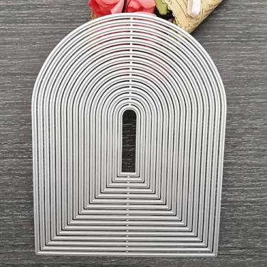 Imagem de Matrizes de corte retangulares aninhadas, moldes de corte de metal recortados costurados, estêncil, matrizes gravadas, artesanato, papel, cartão, scrapbook, gravação em relevo (oval C)