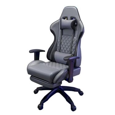 Imagem de HGTRH Cadeira de jogos com apoio para os pés, cadeira ergonômica para computador com encosto de cabeça extensível e suporte lombar 90°-135° encosto reclinável 360° giratório 3D apoios de braço