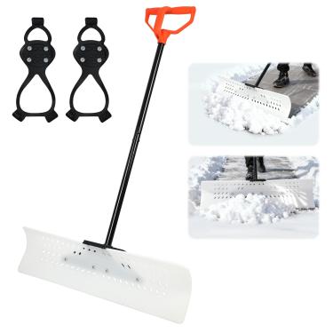 Imagem de Orientools Empurrador de neve de 91 cm com lâmina oca de HDPE – alça ergonômica de aderência dupla, pá de neve leve e durável para calçadas, passarelas e decks, inclui trenós de neve antiderrapante