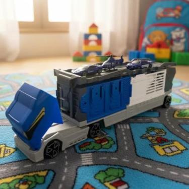 Imagem de Caminhão Container Truck Police Series Com Carrinhos