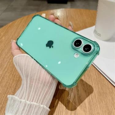 Imagem de HTVJFX Capa de silicone macia de luxo para iPhone 16Pro Max, proteção à prova de choque, capa traseira transparente (para iPhone 16Pro Max/verde menta)