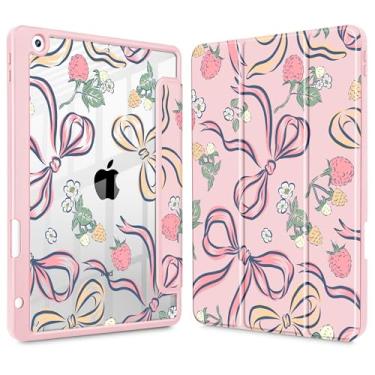 Imagem de Lepeoac Capa para iPad 9ª/8ª/7ª geração de 10,2 polegadas (versão 2021/2020/2019), [Suporte de lápis embutido] Suporte de três dobras com suporte para despertar/hibernar, capa traseira transparente de