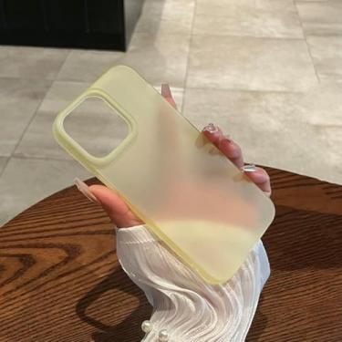 Imagem de HTVJFX Capa de silicone macia, transparente e fosca, à prova de choque, para iPhone 15 Plus (amarelo)