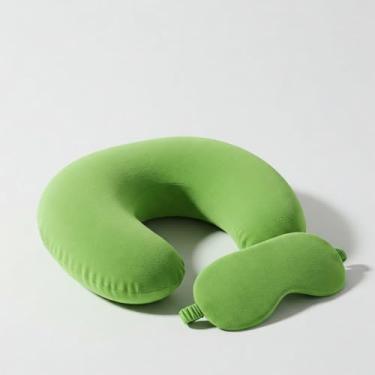 Imagem de Almofada de viagem para o pescoço Almofada de apoio para o pescoço de adulto Adequada para aviões, carros e escritórios (Verde)