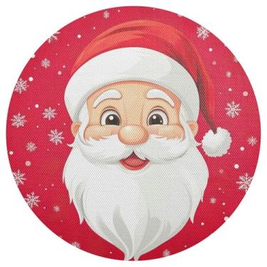Imagem de xigua Jogo americano redondo de Natal Papai Noel, tapete de mesa redondo antiderrapante resistente ao calor, tapetes de mesa de 48 cm para decoração de cozinha, jantar e festa