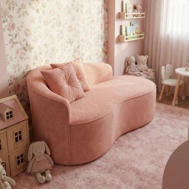 Imagem de Sofá Orgânico Curvo Feijão Confortável Sala Estúdio Amore Bouclê Rosê - Montanari`s Decor