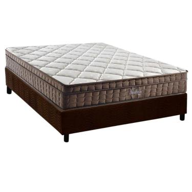 Imagem de Cama Box Casal: Colchão Ortopédico D28 - Ag65 Anjos Star + Base Crc Suede Brown (138x188)