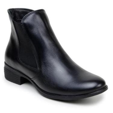 Imagem de Bota Feminina Chelsea Com Elástico Cano Curto 100% Em Couro Legítimo Salto Baixo-Feminino