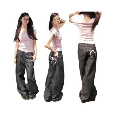 Imagem de Calças Jeans Femininas Largas E Confortáveis, Estilo Y2K Grunge Haraju