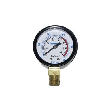 Imagem de Manometro relogio compressor de ar 200lbs rosca 1/4 50mm - CHIAPERINI