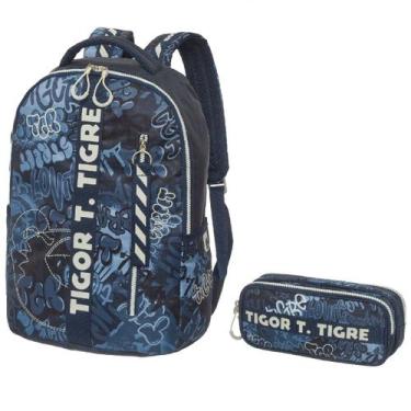 Imagem de Kit Mochila Costas Estojo Duplo Tigor T Tigre Lovit Street Pacific - T
