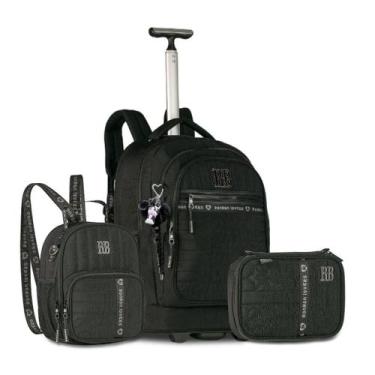 Imagem de Mochila Carrinho Rebecca Bonbon Kit com Lancheira e Estojo, Preto