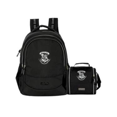 Imagem de Kit Harry Potter Mochila Costas + Lancheira Térmica Oficial, Preto
