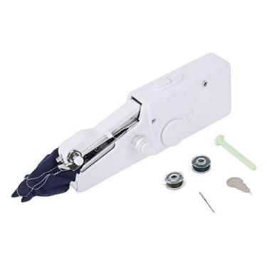 Imagem de Yosoo Mini máquina de costura portátil máquina de costura elétrica, máquina de costura portátil de ponto rápido ferramenta de ponto rápido para tecido, roupas, uso doméstico de tecido infantil