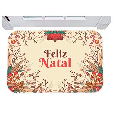 Imagem de Capacho feliz natal guirlanda folhas tapete natalino 40x60