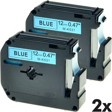 Imagem de 2x Fitas Mk 531 Compativel P/Rotulador BROTHER 12mm Azul