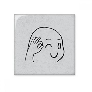 Imagem de OK Gestures Lindo Piso de Cerâmica Preto Feliz Decalque Brilhante Pedra Adorna de Tijolos Vitrificados