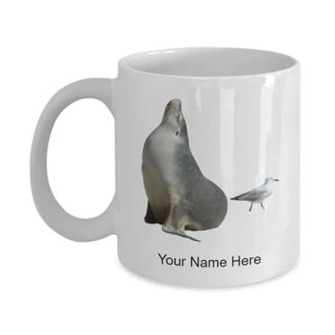 Imagem de Caneca personalizada de leões marinhos, copo de café de leões marinhos, ideia de presente de leões marinhos, copo personalizado de leões marinhos, caneca de café de 325 ml