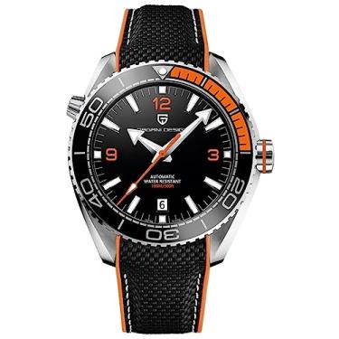 Imagem de Relógio de pulso masculino Pagani Design automático mecânico de aço inoxidável esportivo movimento NH35, vidro de safira, pulseira de borracha de nylon, relógio elegante de marca para