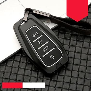 Imagem de CSHU Zinc Alloy Silicon Car Remote Car Key Case Cover Chaveiro Ring Key Bag, apto para Geely Coolray Atlas Boyue NL3 Emgrand X7 EX7 SUV GT GC9 Borui 2019, D, preto branco