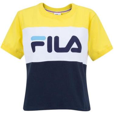 Imagem de Camiseta Fila Maya Feminina - Amarelo E Marinho