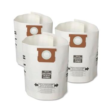 Imagem de CRAFTSMAN CMXZVBE38768 Sacos de coleta de poeira para aspirador de pó molhado/seco para uso geral para aspirador de pó de 10 a 14 galões, pacote com 3