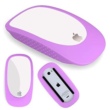 Imagem de AKSHFETH Protetor de silicone para Apple Magic Mouse, capa para iMac Magic Mouse - Capa protetora antiqueda (roxo lavanda)