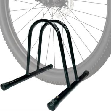 Imagem de Barra Fixa Bicicletário Suporte Bicicleta Chão Expositor Transbike Preto Ferro 1 Vaga Fácil Estacionar Garantia 3 Meses