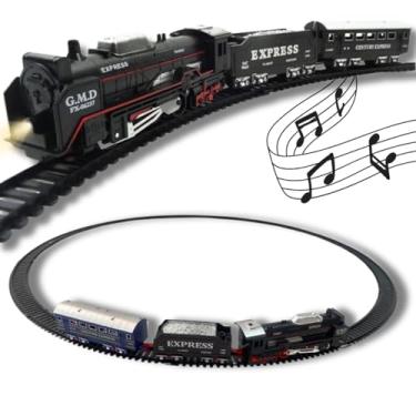 Imagem de Trem De Brinquedo Criança 2M de trilhos Trenzinho Locomotiva Com Som Luz Ferrorama Premium