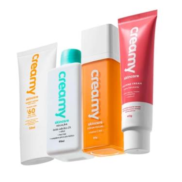 Imagem de Kit Creamy Skincare Vitamina C Salicílico Hidratante Calming Cream Protetor Facial FPS60 (4 produtos)